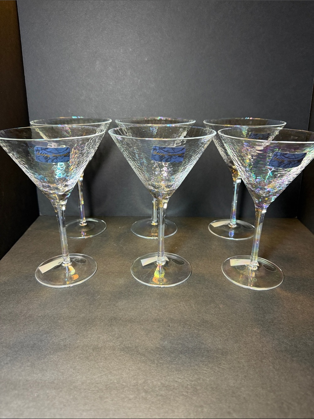 (6) Tommy Bahama Iridescent Luster Martini Glasses
